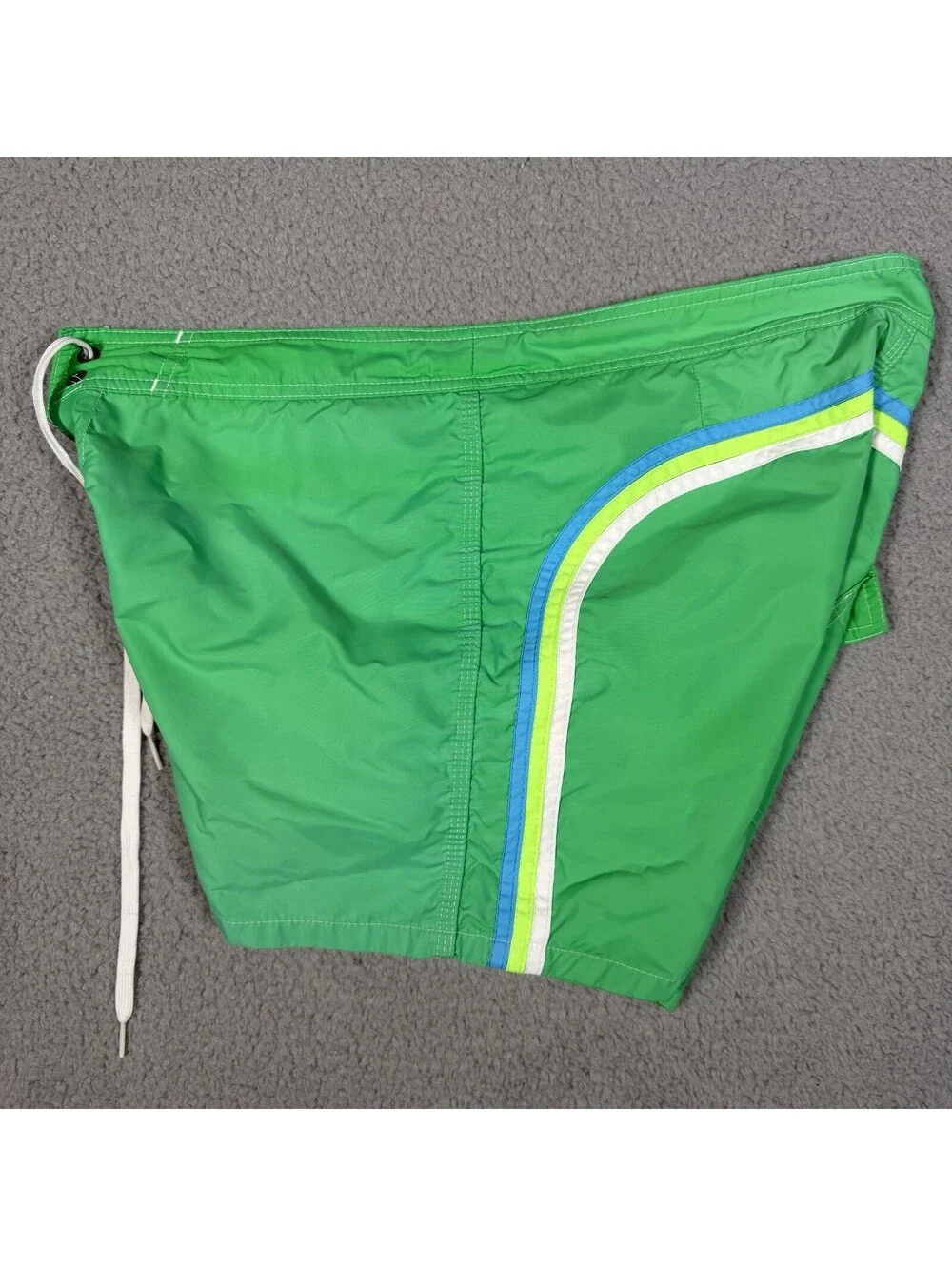Sundek Swim Trunks Green Rainbow Striped Swim Trunks Nylon Size 34